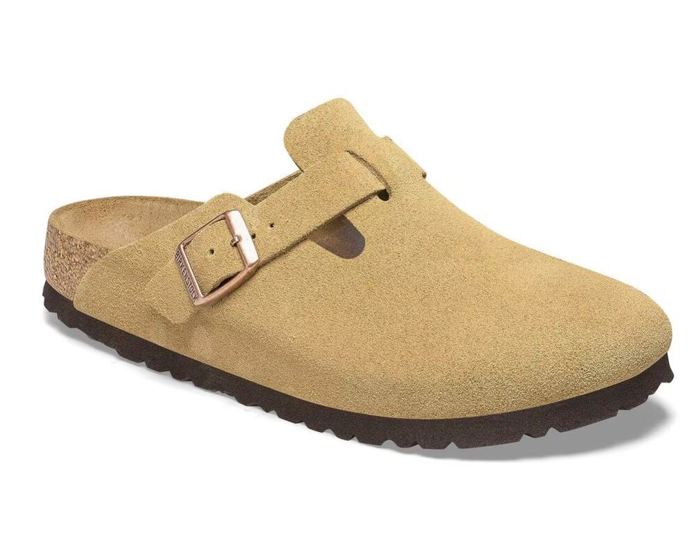 Birkenstock Boston suede leather clogs in the Latte Cream | Size 39